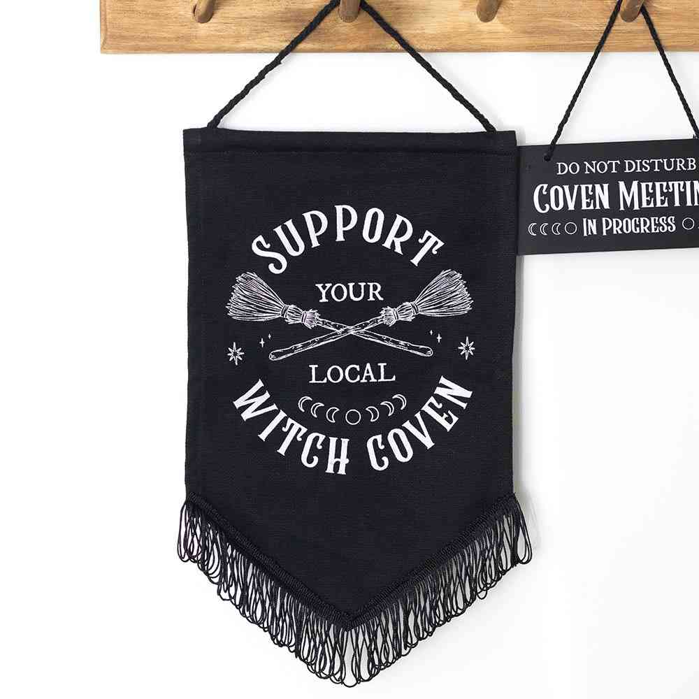 Something Different - Support Your Local Witch Coven Hanging Fabric Banner Affiche/poster - Noir